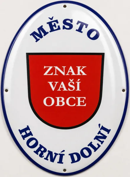 Smaltovaná cedule se znakem obce O12-obec 3